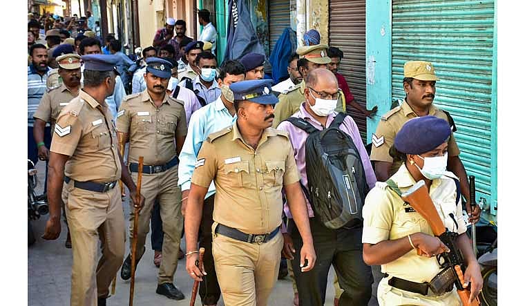 PTI : Tamil Nadu Police personnel on duty.(Representational image) |